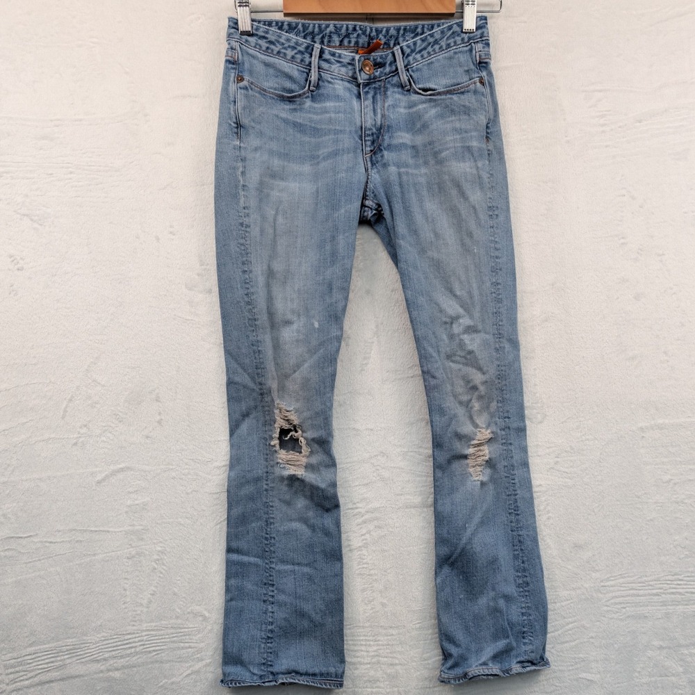 VTG Earnest Sewn Jeans Womens 28x29 Blue Distressed Bootcut Indie Sleaze USA Y2K